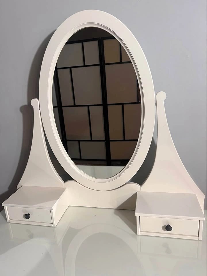 IKEA HEMNES White Dressing Table with Mirror & Glass Top - photo 3