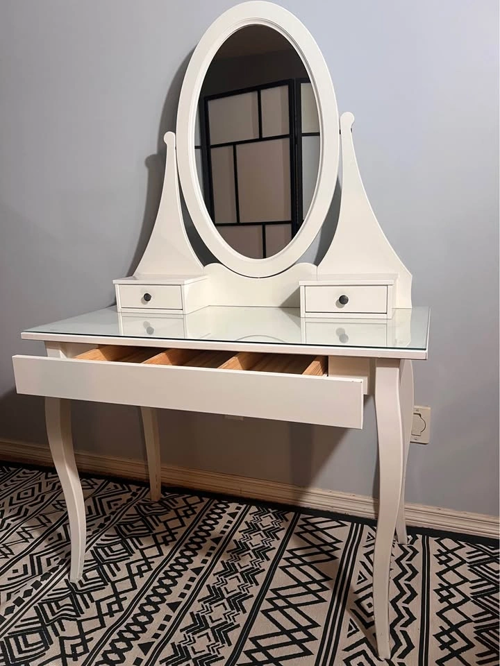 IKEA HEMNES White Dressing Table with Mirror & Glass Top - photo 5