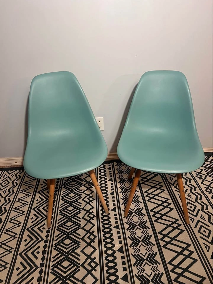 2 Mid Century Modern Eames-Style Accent Shell Chairs Green - photo 2
