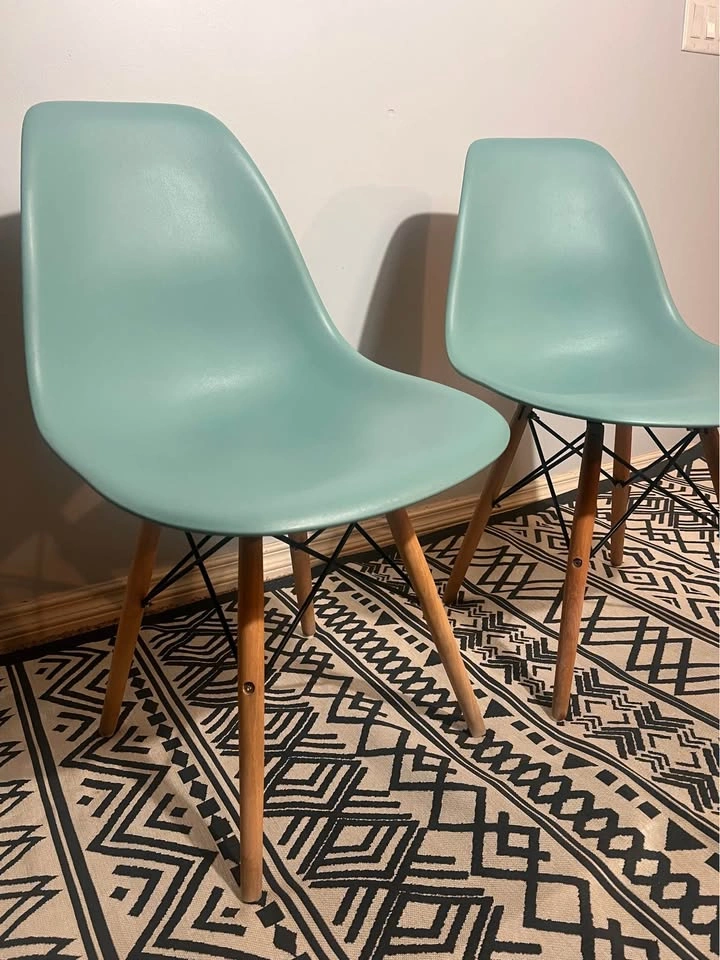 2 Mid Century Modern Eames-Style Accent Shell Chairs Green - photo 3