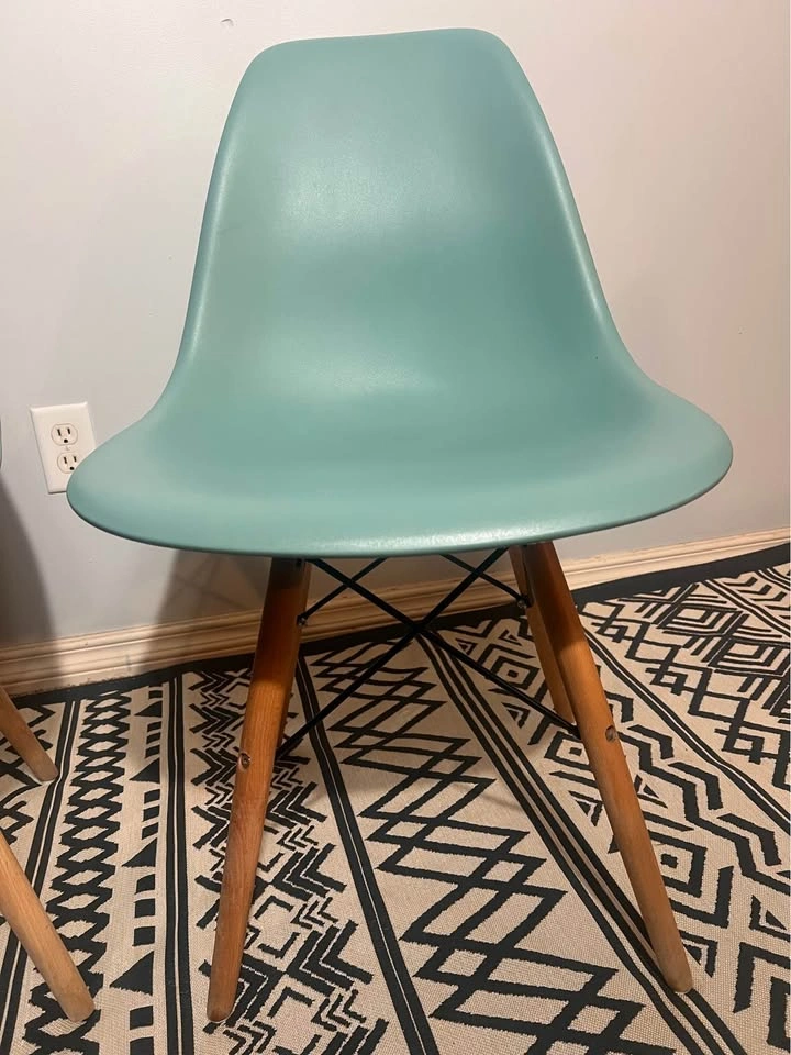 2 Mid Century Modern Eames-Style Accent Shell Chairs Green - photo 4