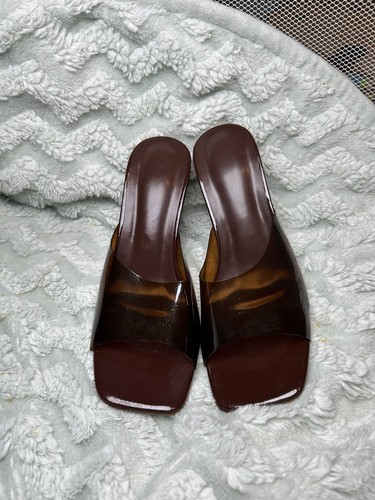 Brown Clear Accents Block Heel Slip On Square Toe Mule - photo 2