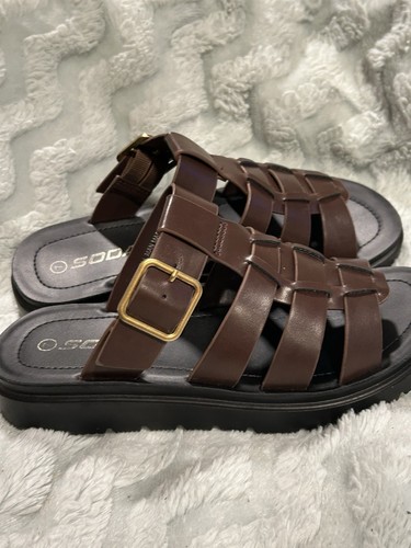 Soda Brown Strappy Buckle Women's Sandals Synthetic Upper - photo 2