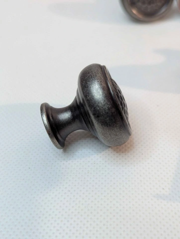Set of 18 Hammered Pewter Cabinet Knobs with screws - photo 4