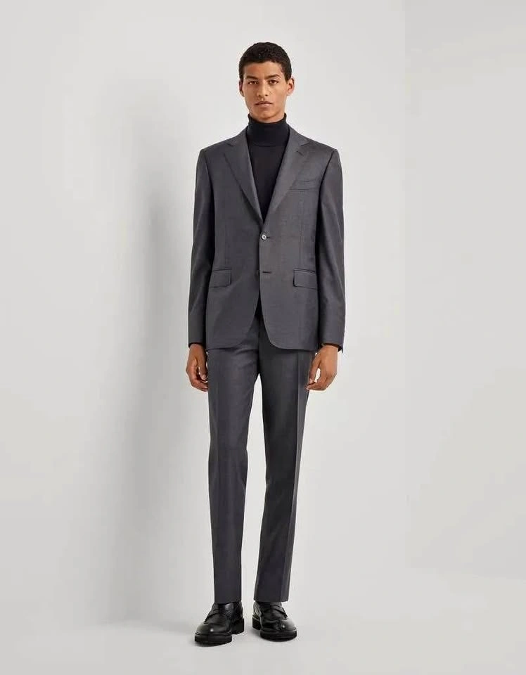 Canali Charcoal Grey 100% Wool Suit Size EU 46/31 (US 36/31)