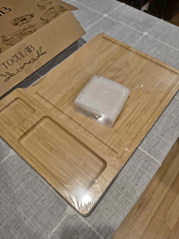 Large Cheese Board Set with Accessories, Natural Bamboo Charcute