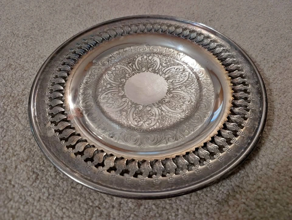 Viking Plate Silver Plated Round Tray