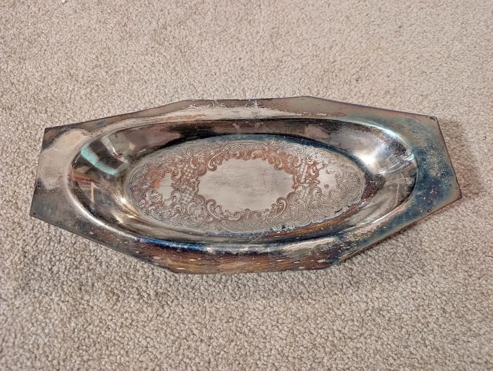 Vintage Silver Plated Copper Serving Tray