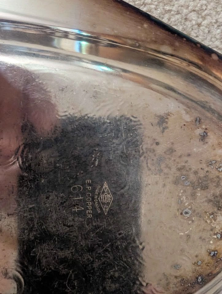 Vintage Silver Plated Copper Serving Tray - photo 2