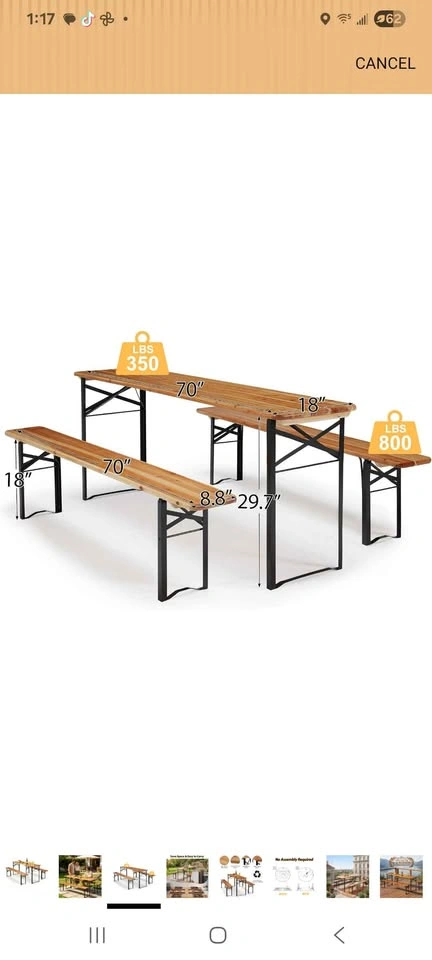 AVAWING Portable Picnic Table - photo 2