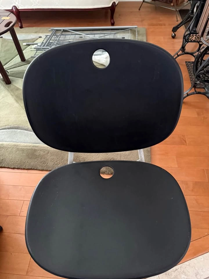 Black Folding Chair with Metal Frame - photo 2