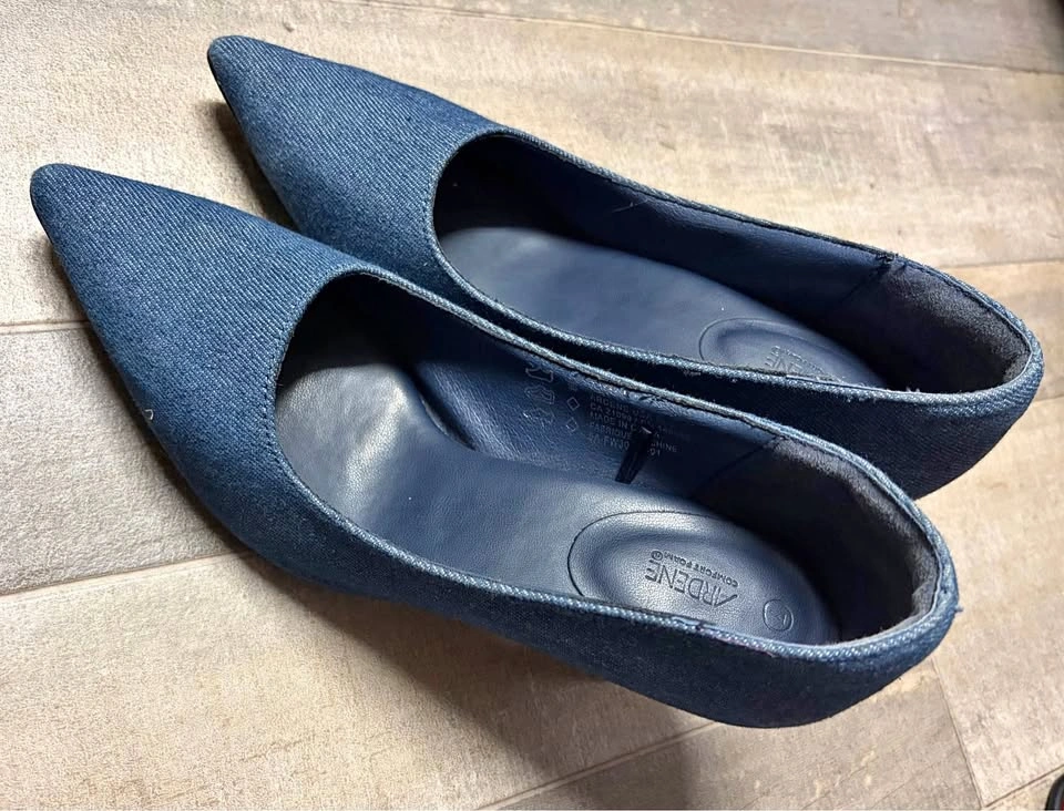 Ardene Denim Navy Blue Pointed Toe Pumps