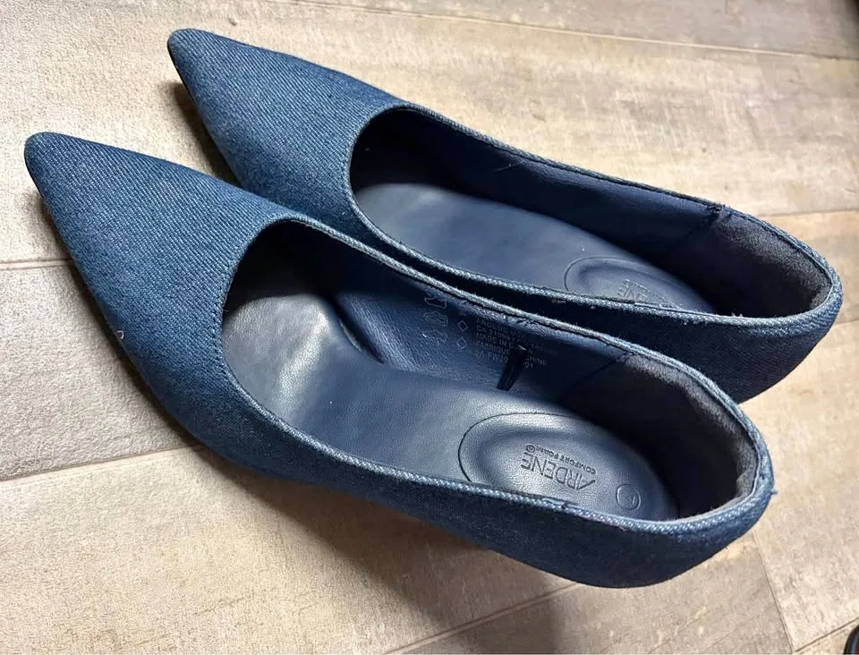 Ardene Denim Navy Blue Pointed Toe Pumps