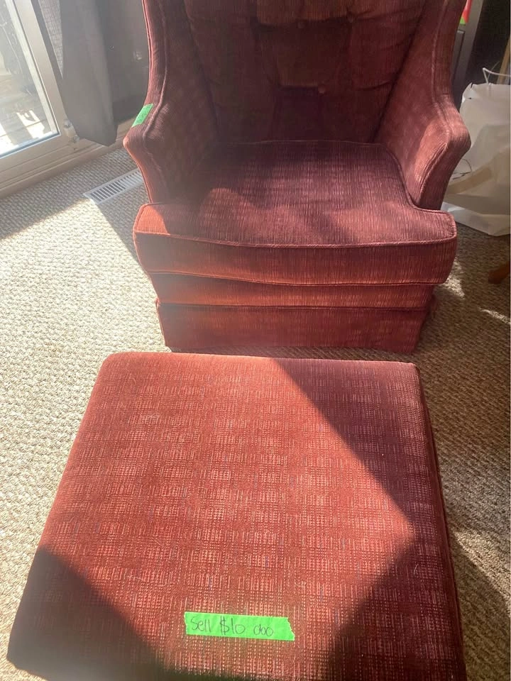 Red Chair/Moveable Ottoman