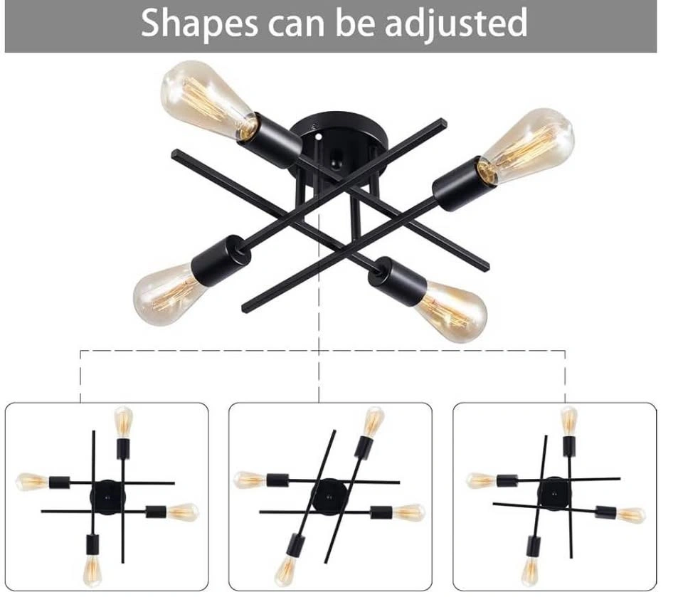 Modern Sputnik Chandelier, Black 4-Light Ceiling Light - photo 3