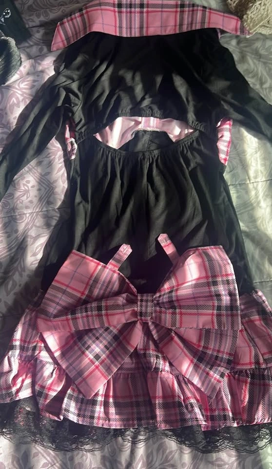 Mars Rare Pink Plaid Bow Set - Hime Style Gal Subculture - photo 2