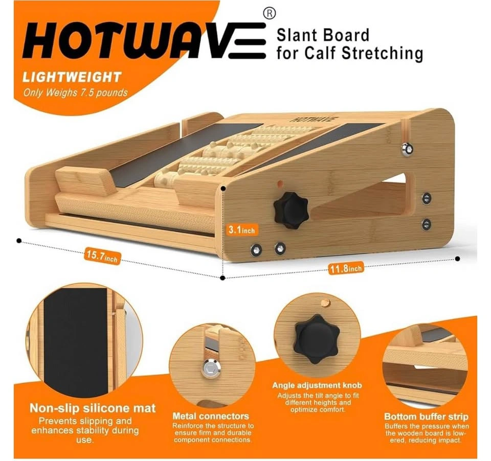 Bamboo Calf Stretcher Slant Board – Adjustable 15°/20° - photo 3