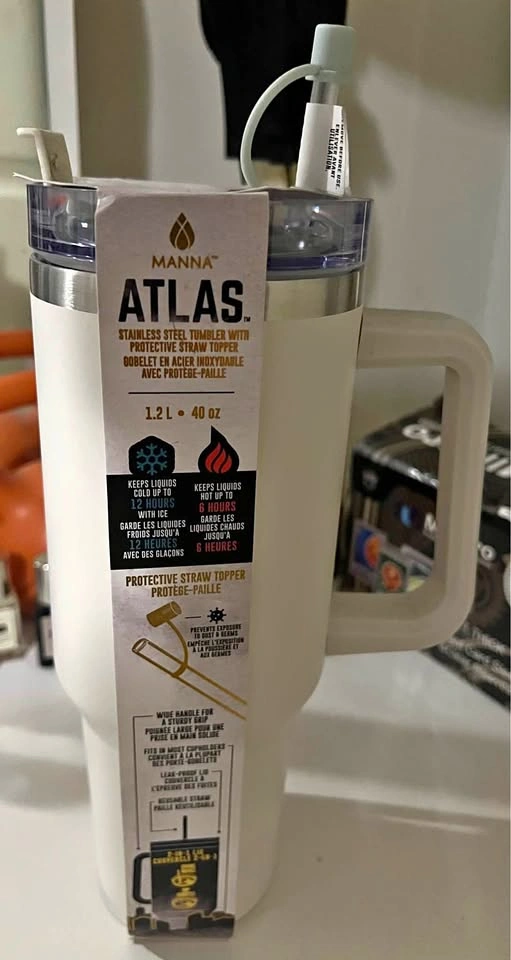 Manna Atlas 40 oz Stainless Steel Tumbler (White) – Brand New