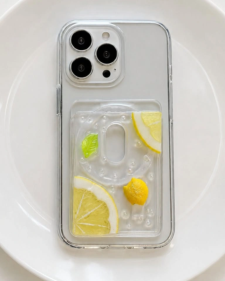 Handmade Lemon Design magnetic card Case