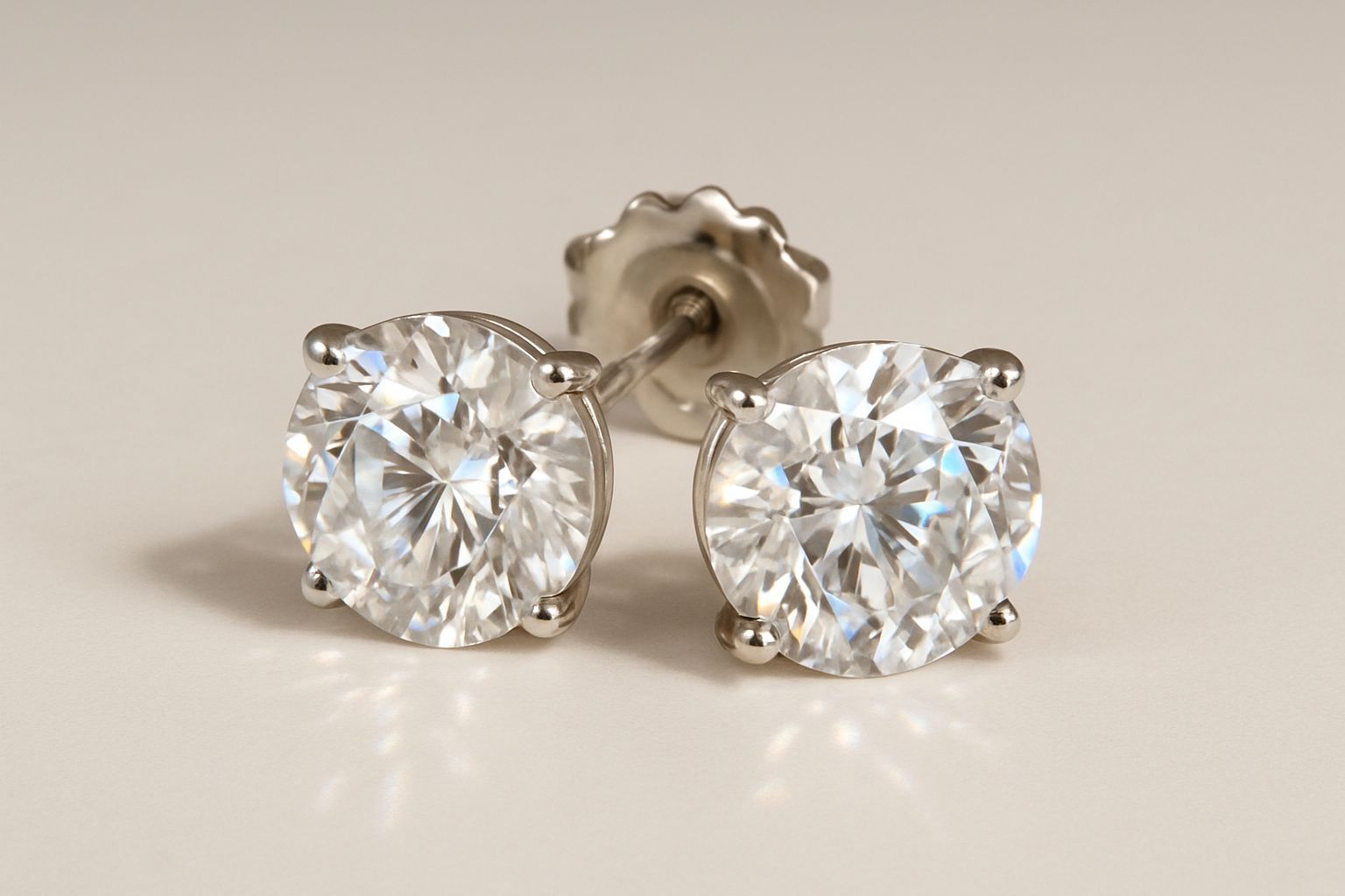 2ctw Lab Diamond Stud Earrings (1ct Each) – F VS1 – 14K White Go