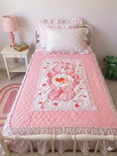 Vintage Care Bears Love-A-Lot Bear Twin Size Quilt