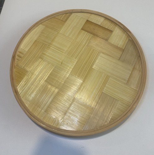 Vintage MCM Bamboo Butterfly Fern Round Serving Tray Wall Decor - photo 3