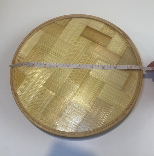 Vintage MCM Bamboo Butterfly Fern Round Serving Tray Wall Decor - photo 4