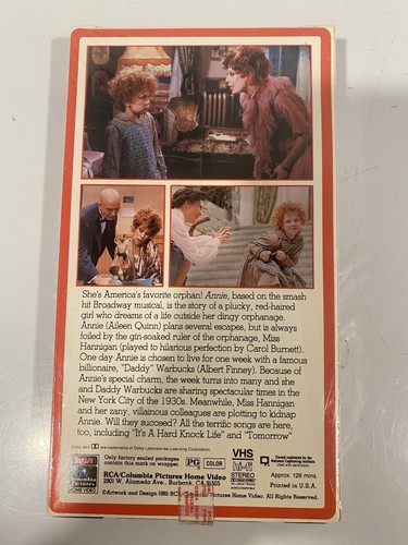 Annie VHS 1985 RCA Columbia Pictures Slip Sleeve - photo 2