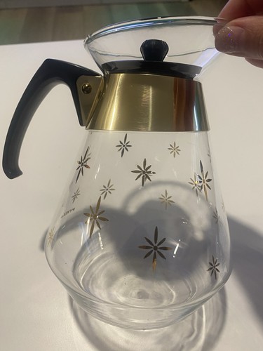 Vintage Pyrex 8 Cup Coffee Carafe Gold Atomic Starburst - photo 4