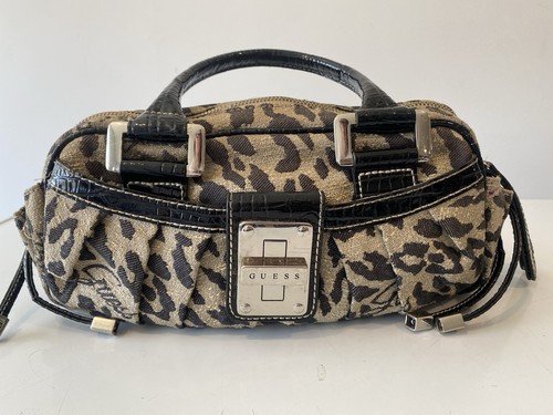 Vintage Y2K Guess Leopard Jacquard Satchel Purse