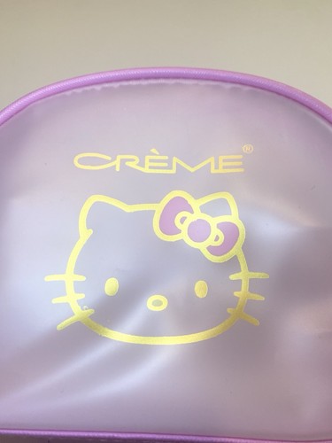 Hello Kitty Crème Pink Cosmetic Makeup Bag Case Gold Logo - photo 2