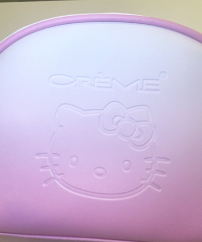 Hello Kitty Crème Pink Cosmetic Makeup Bag Case Gold Logo - photo 4