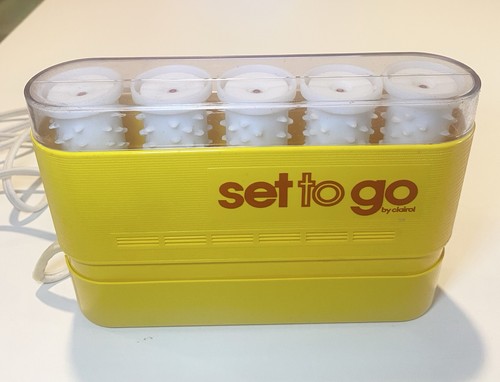 Vintage Clairol Set to Go K5-SC Travel Hot Rollers Yellow