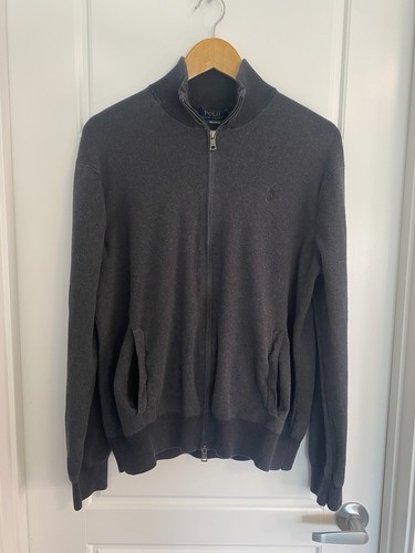 Polo Ralph Lauren Mens XL Full Zip Sweater Pima Cotton Dark Gray - photo 2