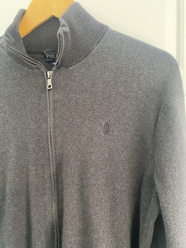 Polo Ralph Lauren Mens XL Full Zip Sweater Pima Cotton Dark Gray - photo 3