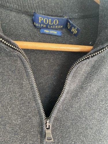 Polo Ralph Lauren Mens XL Full Zip Sweater Pima Cotton Dark Gray - photo 5