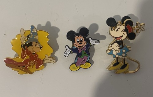 Vintage Disney Enamel Pin Lot Mickey Mouse Minnie Fantasia