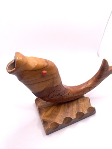 Vintage MCM Carved Wooden Koi Fish Fondue Fork Holder - photo 2