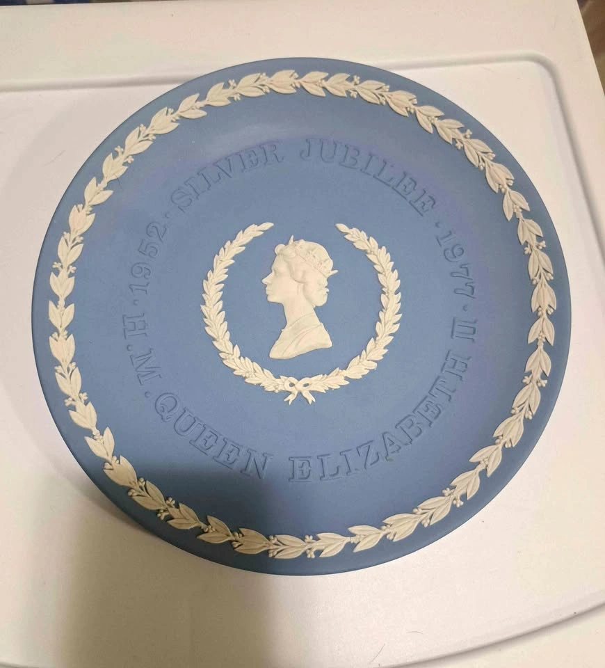 Wedgwood Blue Jasperware Queen Elizabeth II 1977 Plate