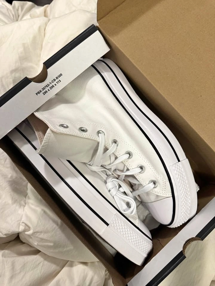 New White Converse All Star Lift Platform High Tops