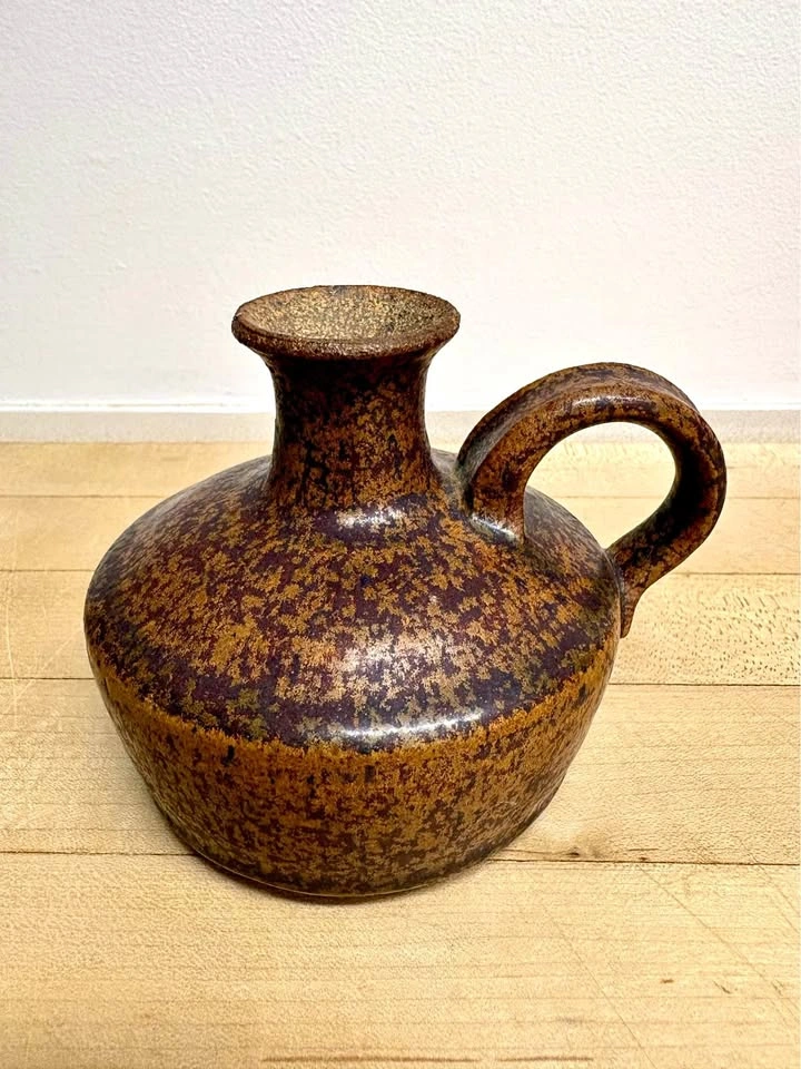 Vintage Mottled Brown Ceramic Jug