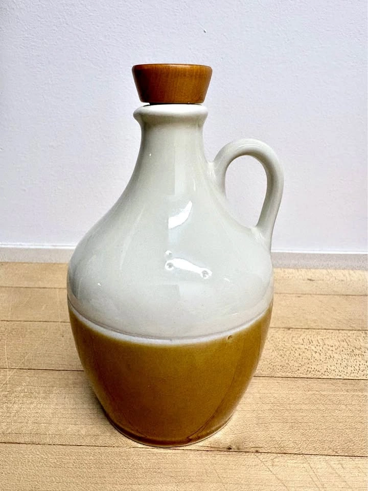 Two-Tone Ceramic Jug with Wooden Stopper