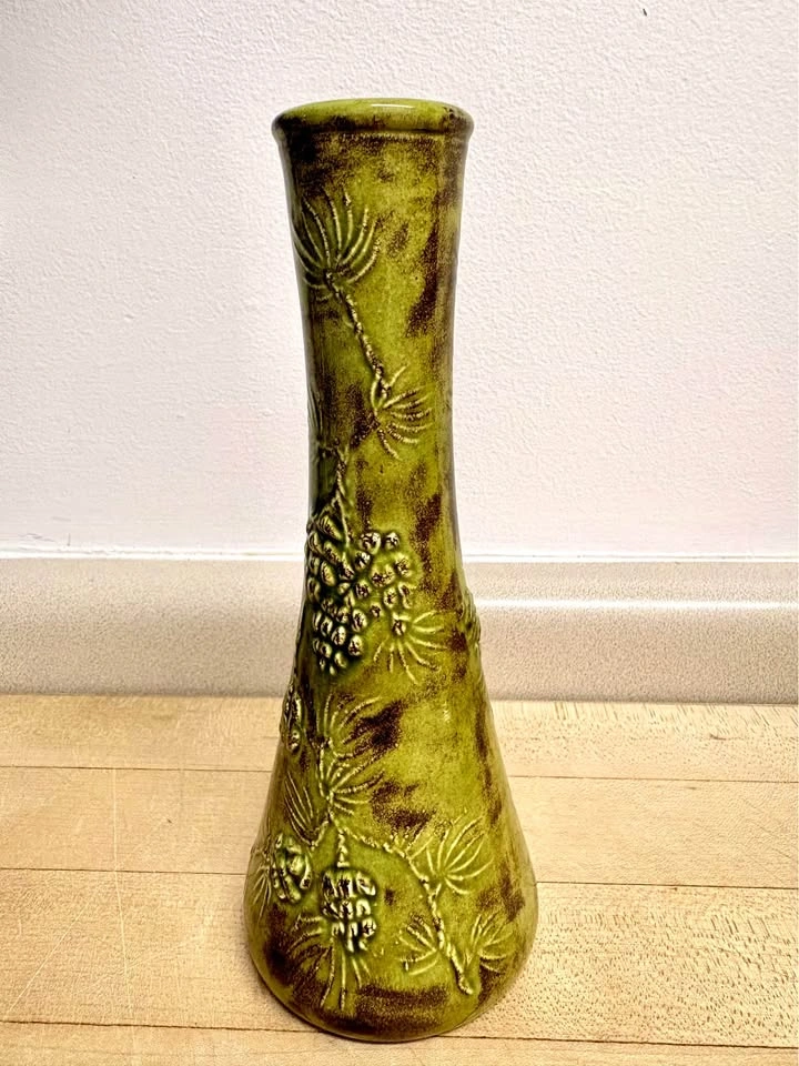 Vintage 1973 MJG Ceramic Pine Cone Vase