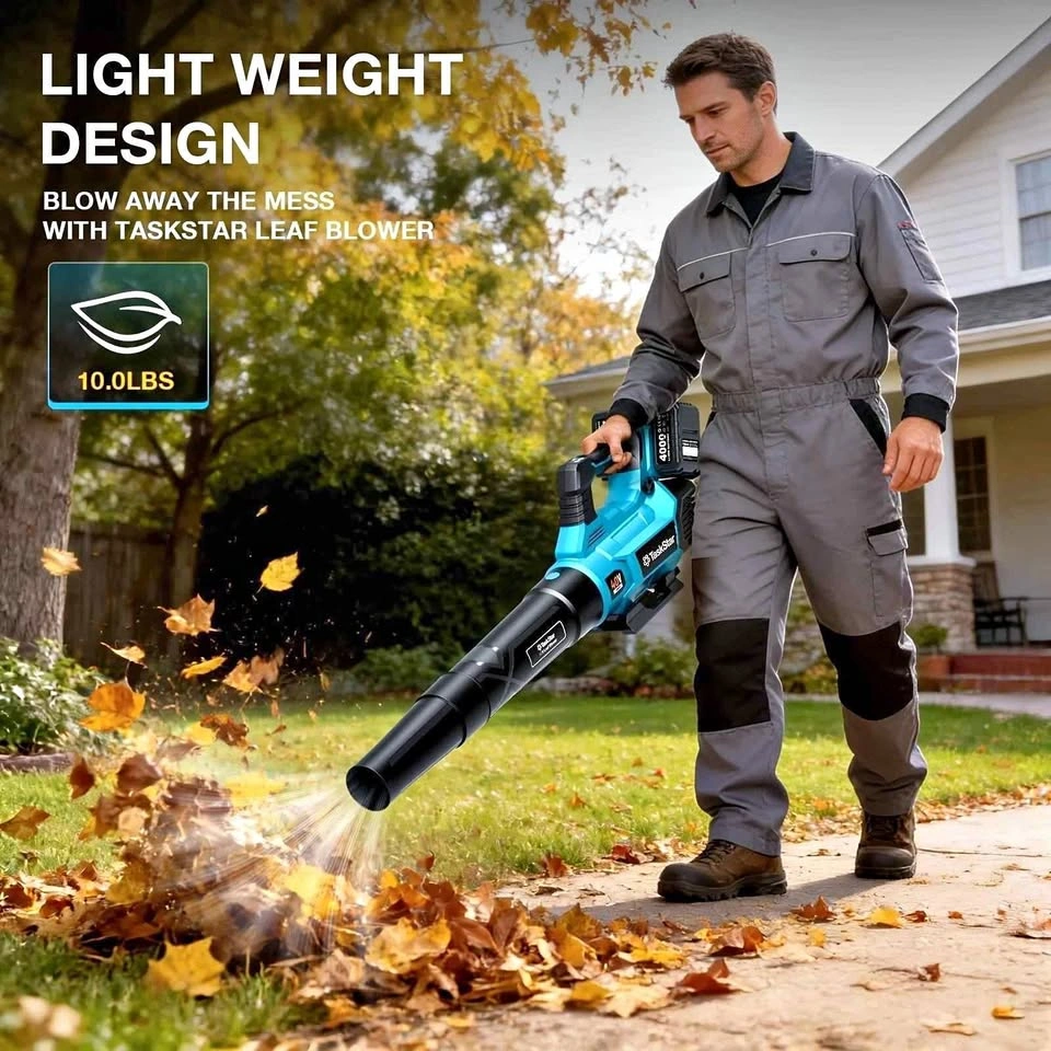 Taskstar 40V Cordless Leaf Blower, 600CFM/160MPH, 2 Batteries