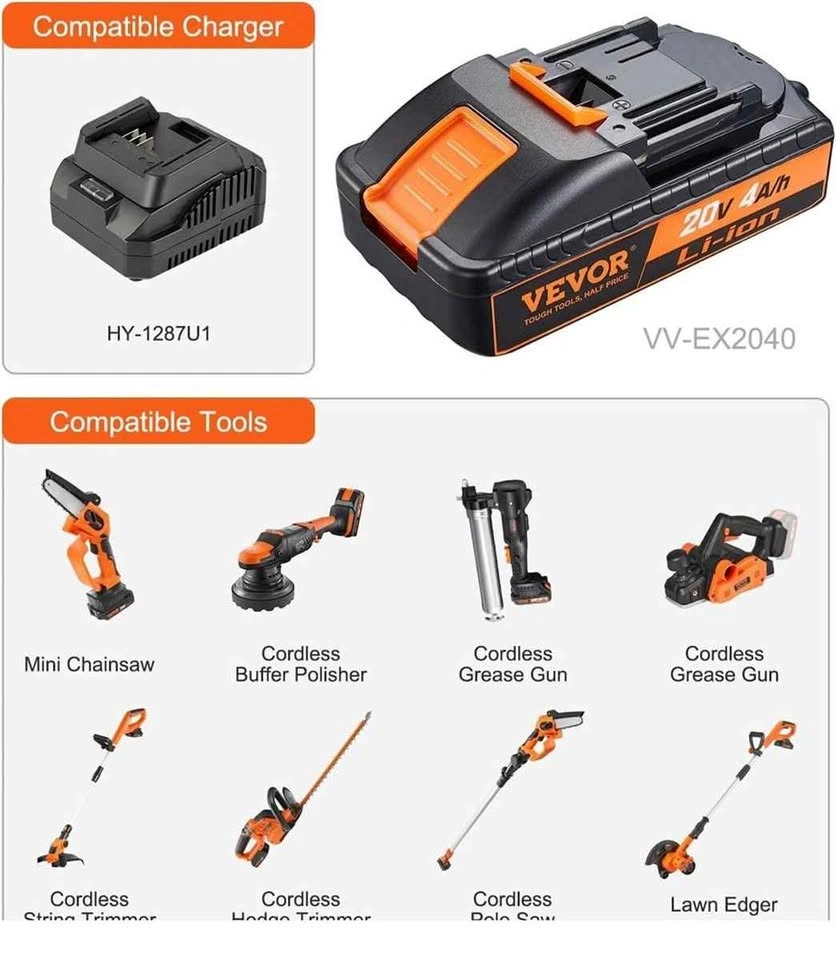 VEVOR 20V 4.0Ah Lithium-Ion Cordless Tool Battery - photo 3