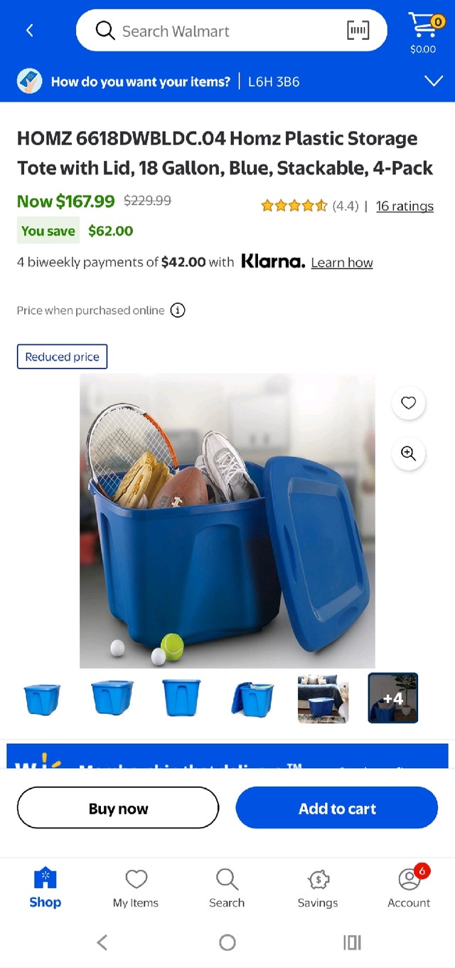 Large Plastic Storage Bin with Lid – Blue – Good Condition