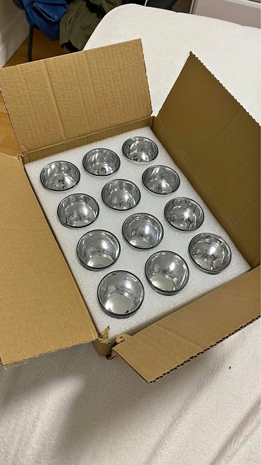 Set of 12 Glass Tea Light Candle Holders, 1.96 x 2.55 inches