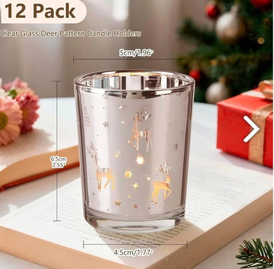 Set of 12 Glass Tea Light Candle Holders, 1.96 x 2.55 inches - photo 3