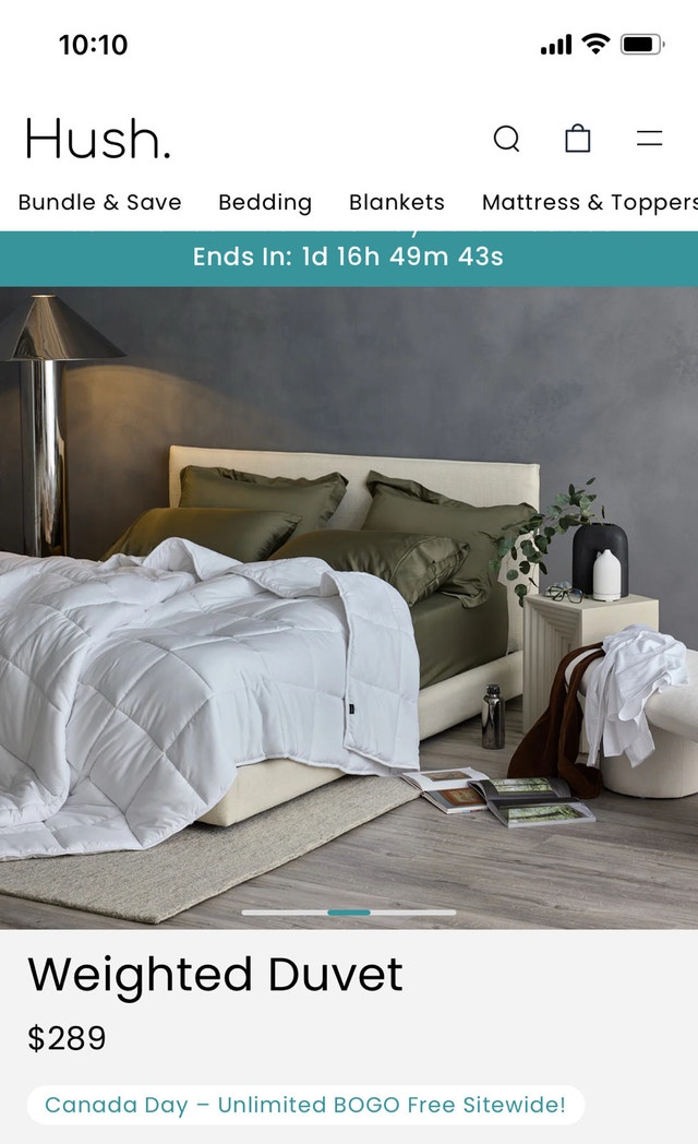 Weighted cooling duvet by Hush