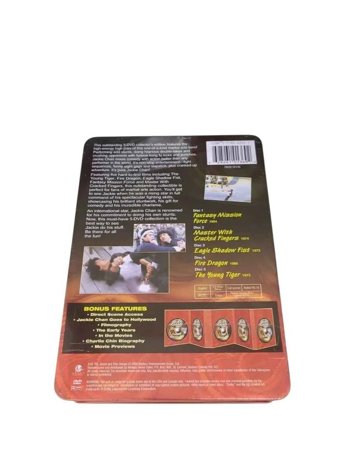 Jackie Chan Collection 5-DVD Set Metal Tin Box - photo 3